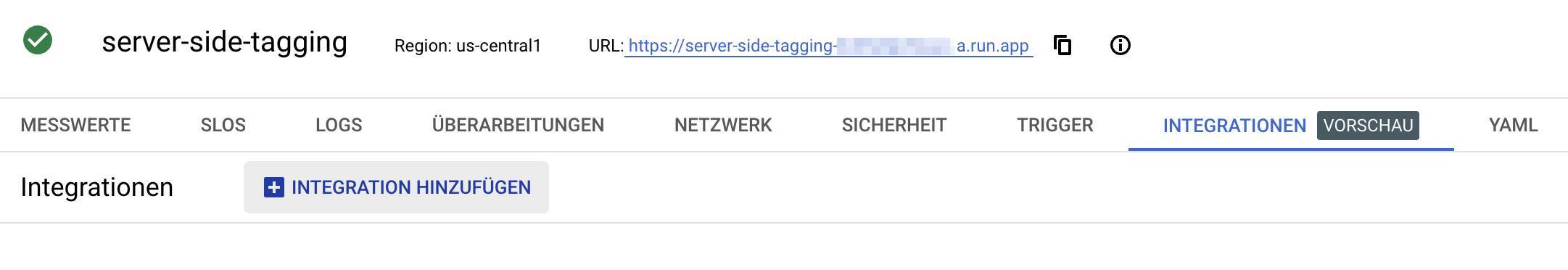 Cloud Run - Integration hinzufügen