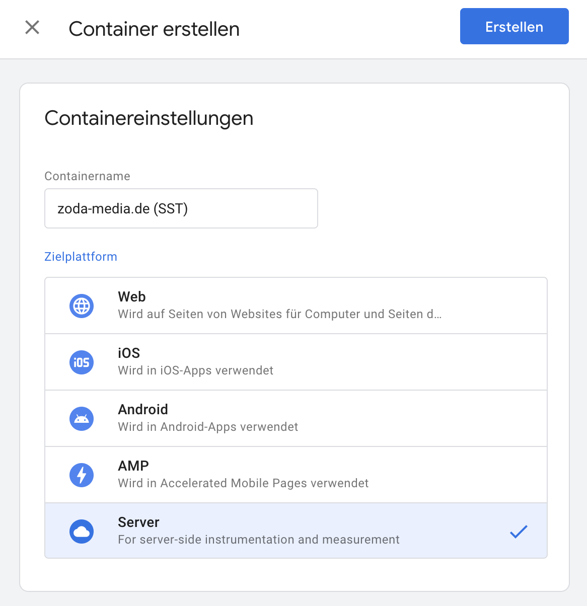 GTM Server Container erstellen